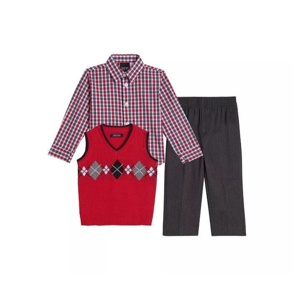 TFW Little Boys Argyle 3 Piece Sweater Set New Size 5 Brand New Rare